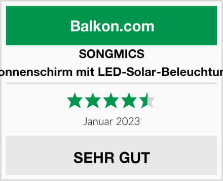 SONGMICS Sonnenschirm mit LED-Solar-Beleuchtung Test
