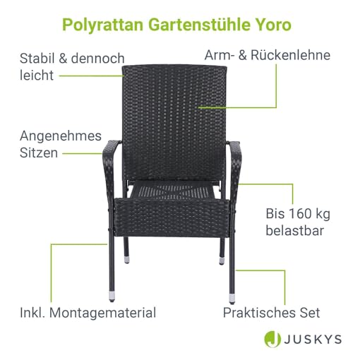 2024 Set Test Polyrattan Juskys Yoro Gartenstühle 4er | Balkon / 2023